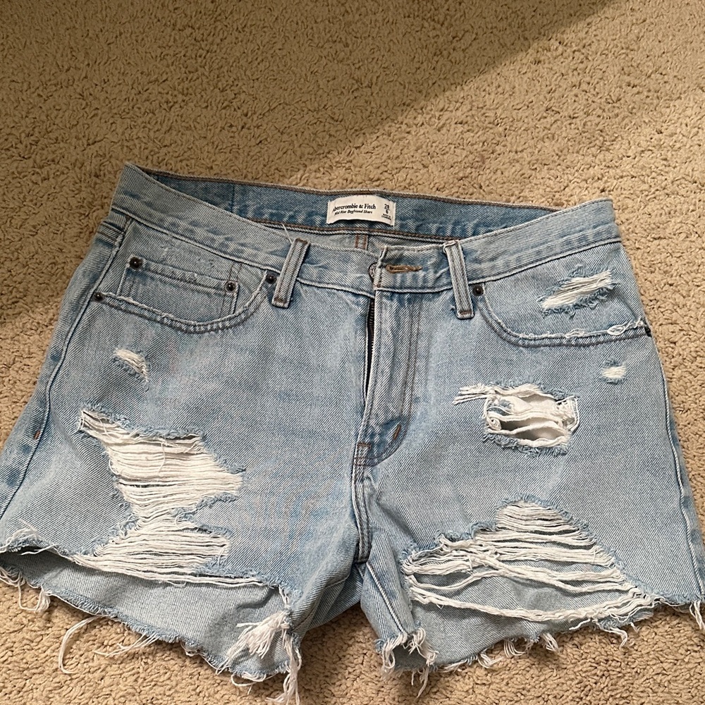 Abercrombie & Fitch Ripped Light Blue Jean Shorts